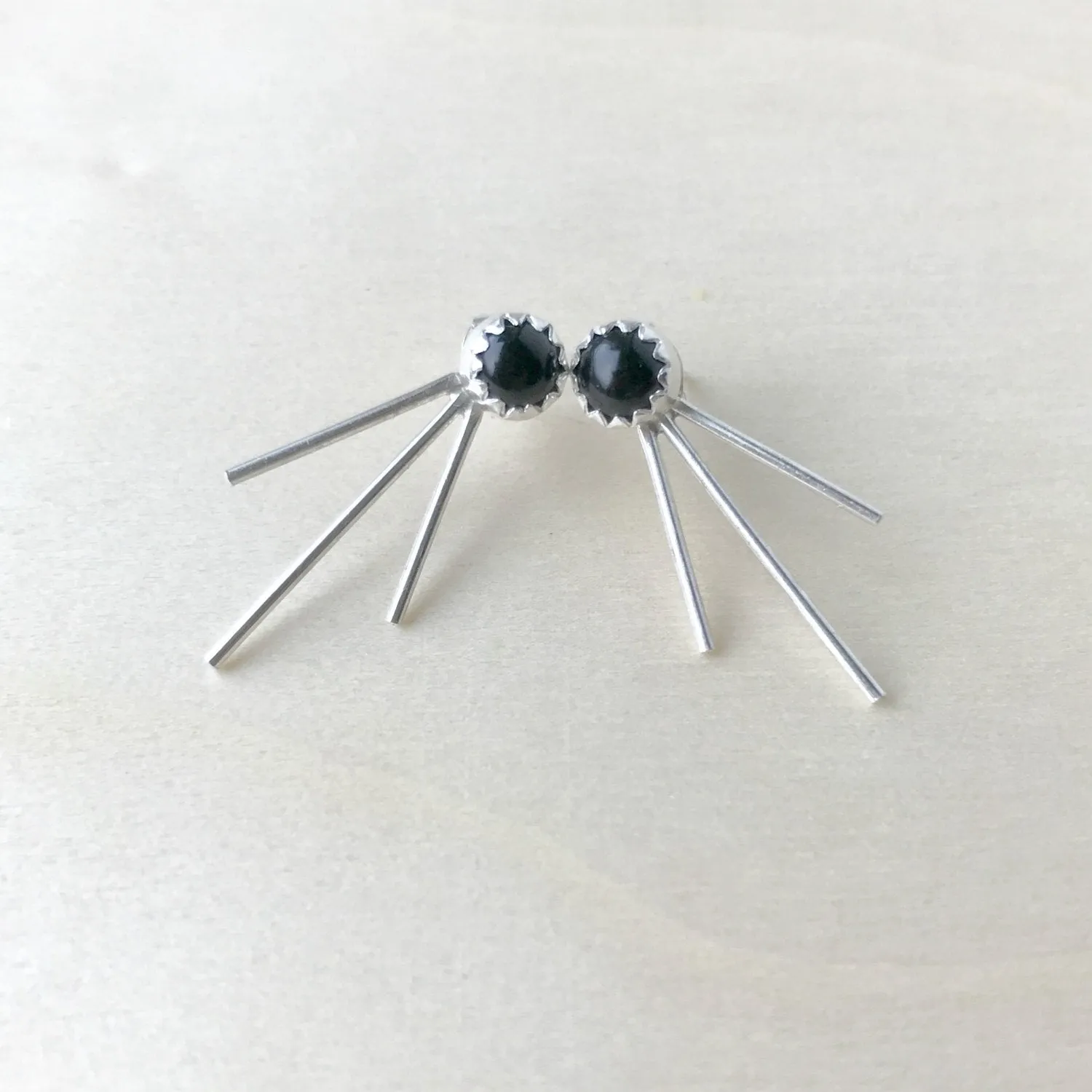 Black Onyx Trident Luxe Ear Jackets / Made to Order