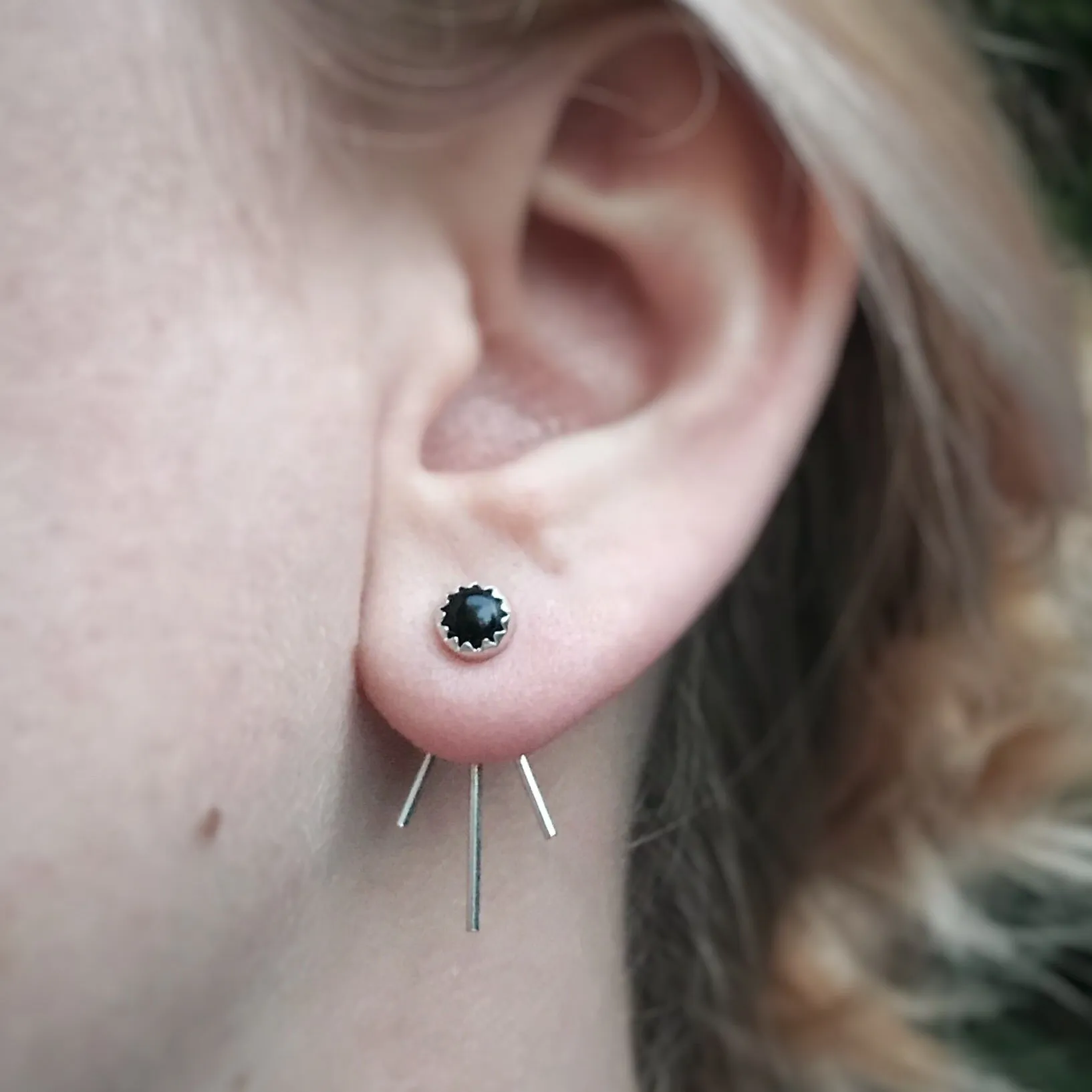 Black Onyx Trident Luxe Ear Jackets / Made to Order
