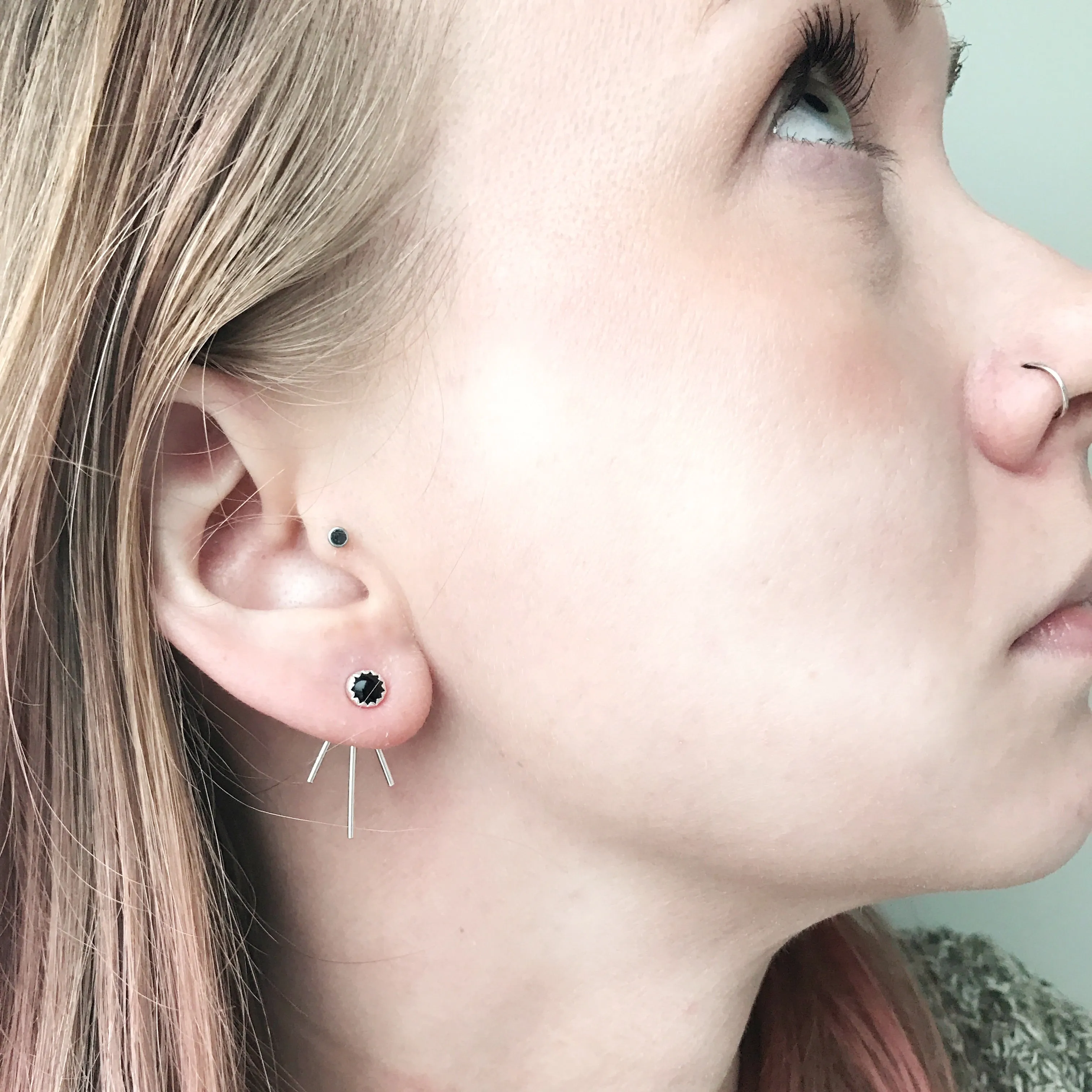 Black Onyx Trident Luxe Ear Jackets / Made to Order
