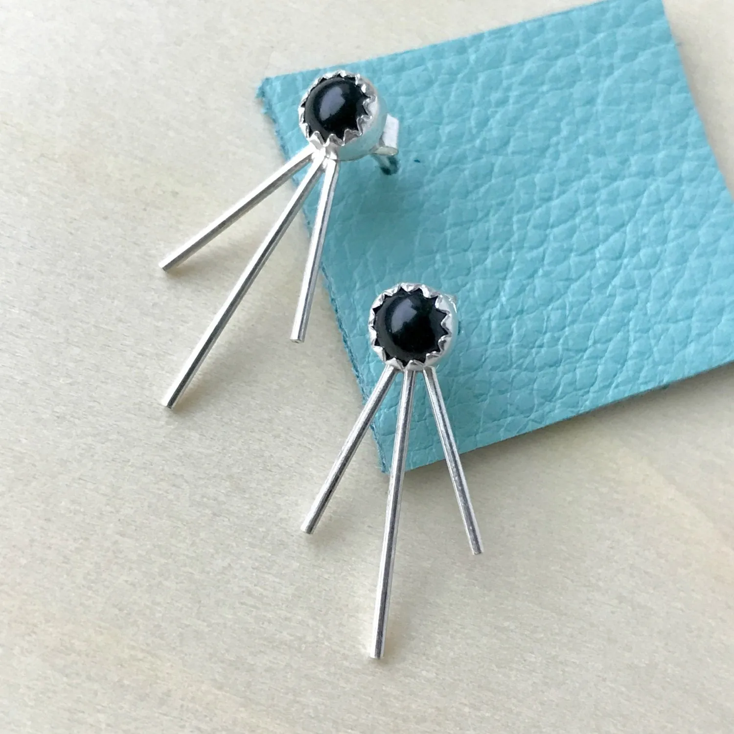 Black Onyx Trident Luxe Ear Jackets / Made to Order