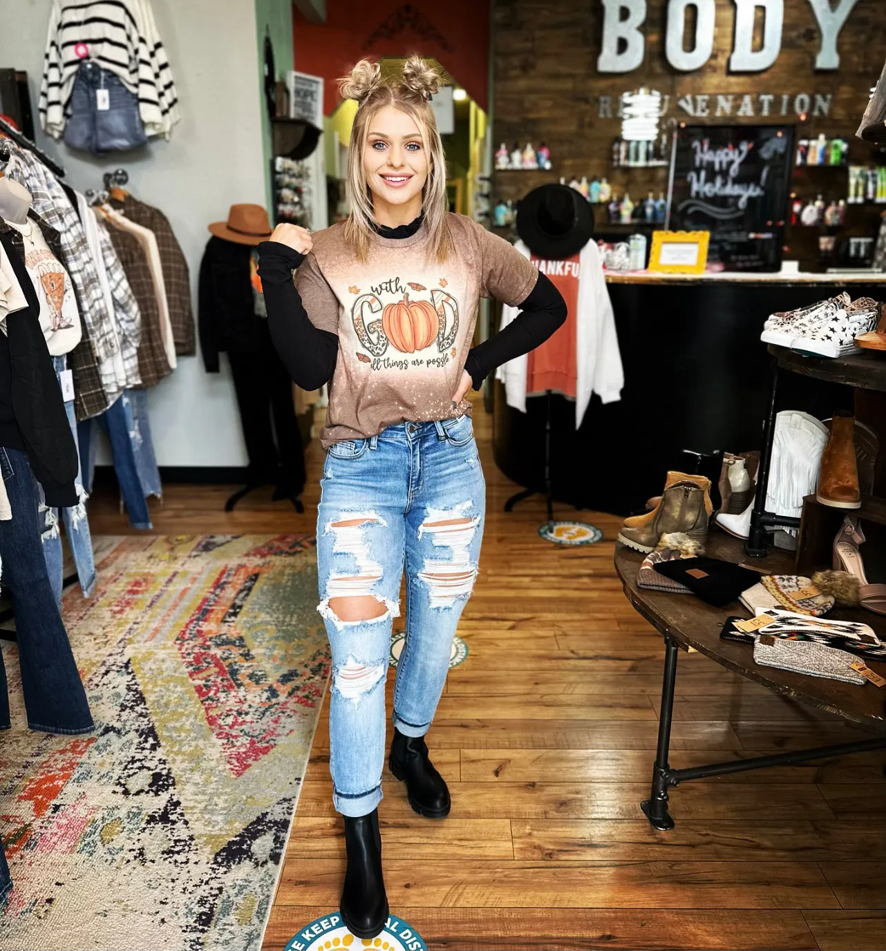 Black Ruffle-Neck Top