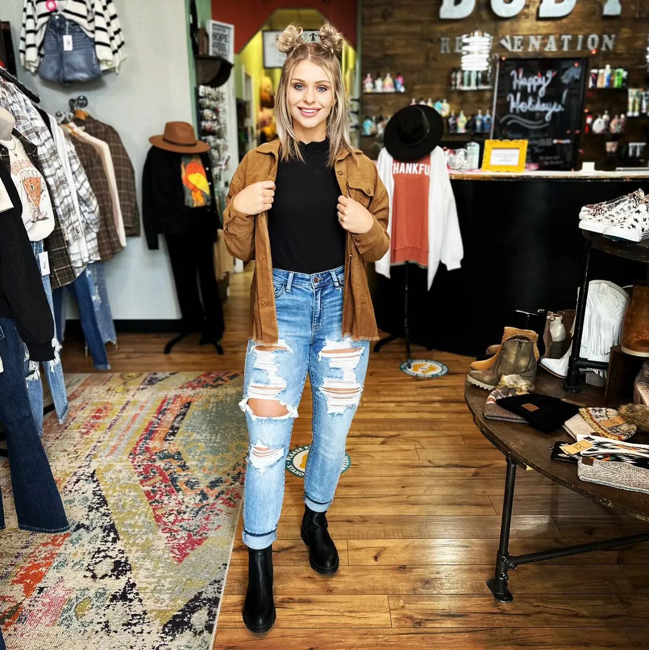 Black Ruffle-Neck Top