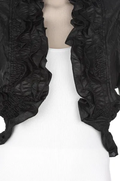 Black Ruffled Bolero Jacket Short Sleeve Ruffled Black Bolero Jacket