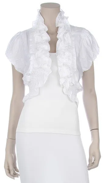 Black Ruffled Bolero Jacket Short Sleeve Ruffled Black Bolero Jacket