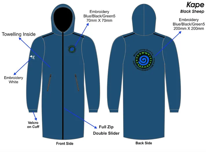 Black Sheep Surf Co Waterproof Changing Robe - Junior Red-Black-Green-Blue-Grey