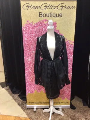 Black Sheer Sequin Long Sleeves Jacket