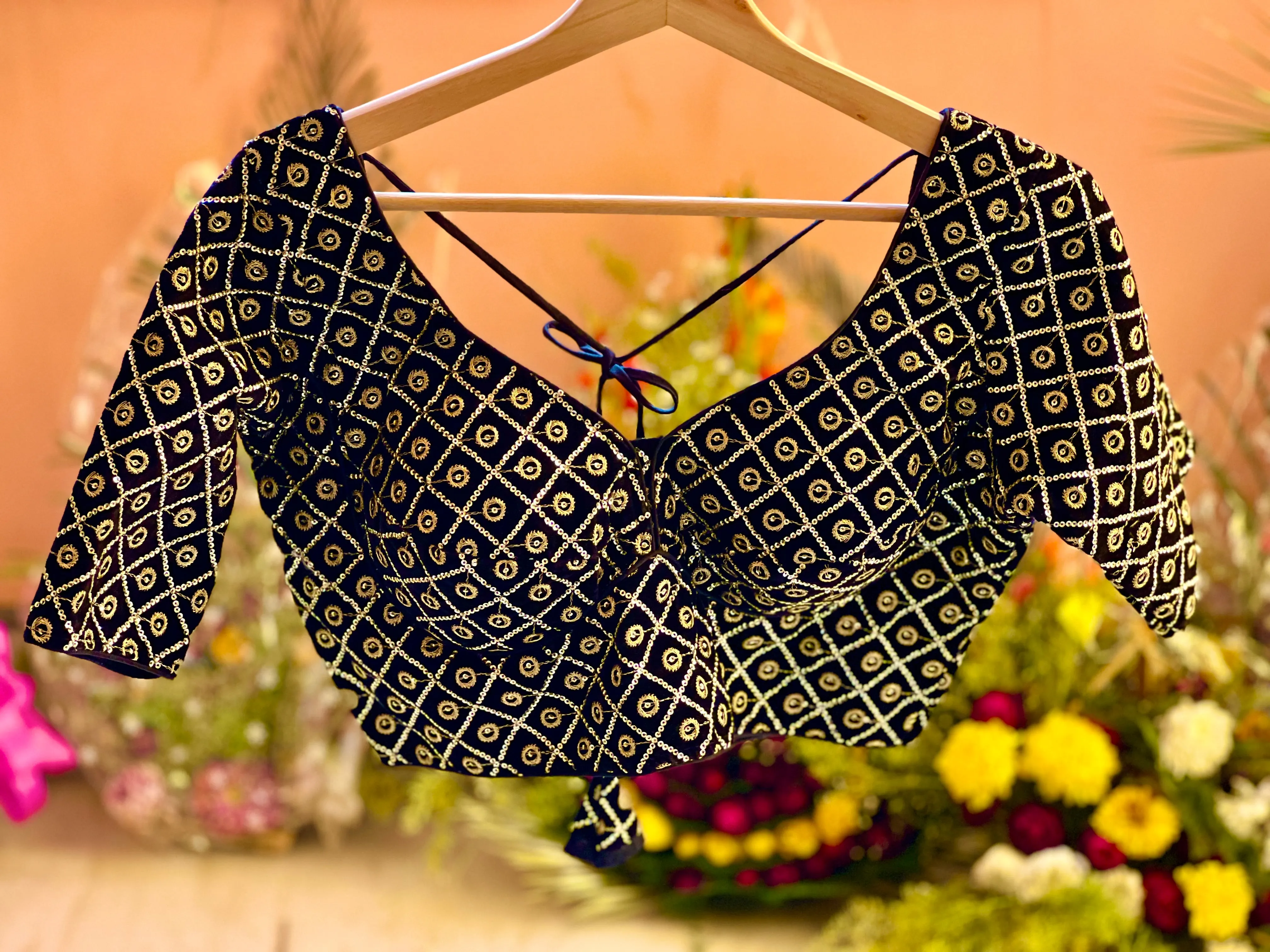 Black Velvet Sequin Blouse