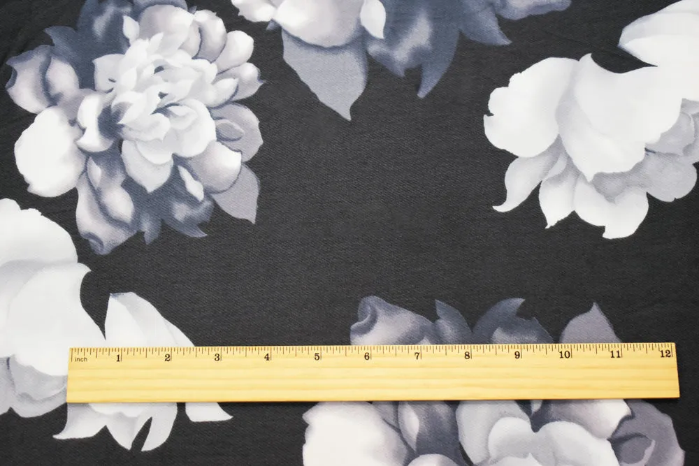 Black-White Poly Floral Printed Chiffon Woven Fabric
