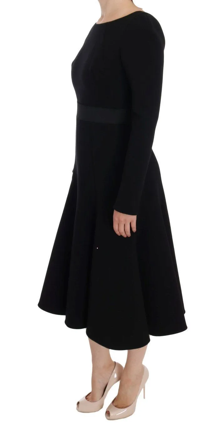 Black Wool Sheath Stretch Dress