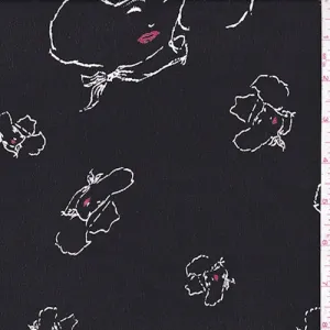 Black/White Cowgirl Crepe Georgette Fabric
