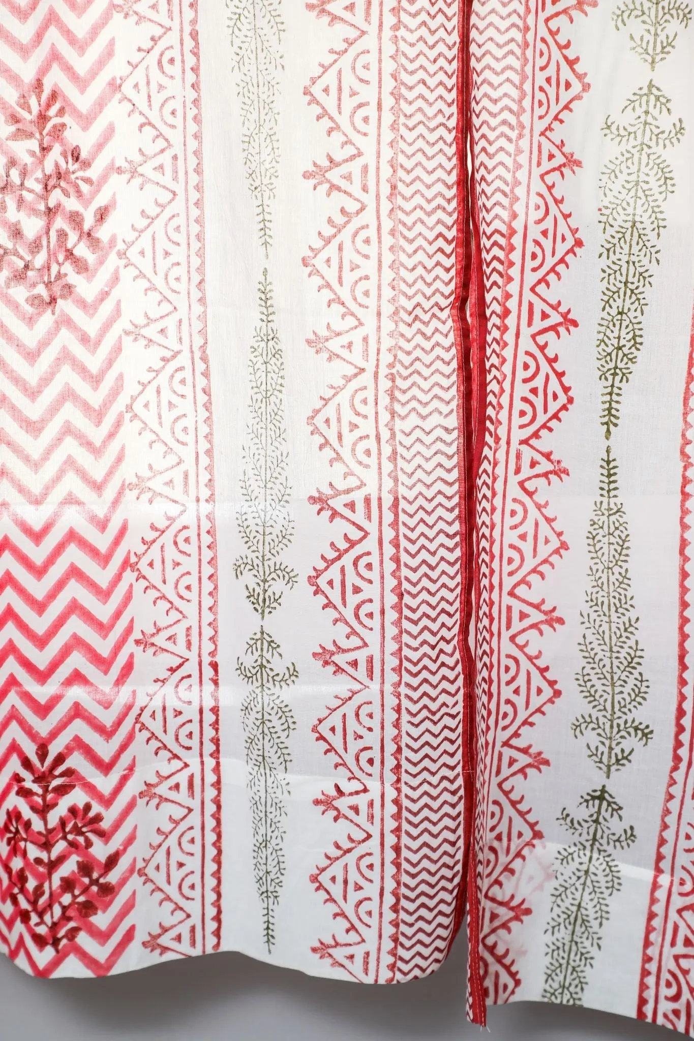 'Blast colour red' Handblock Printed Cotton Window Curtain