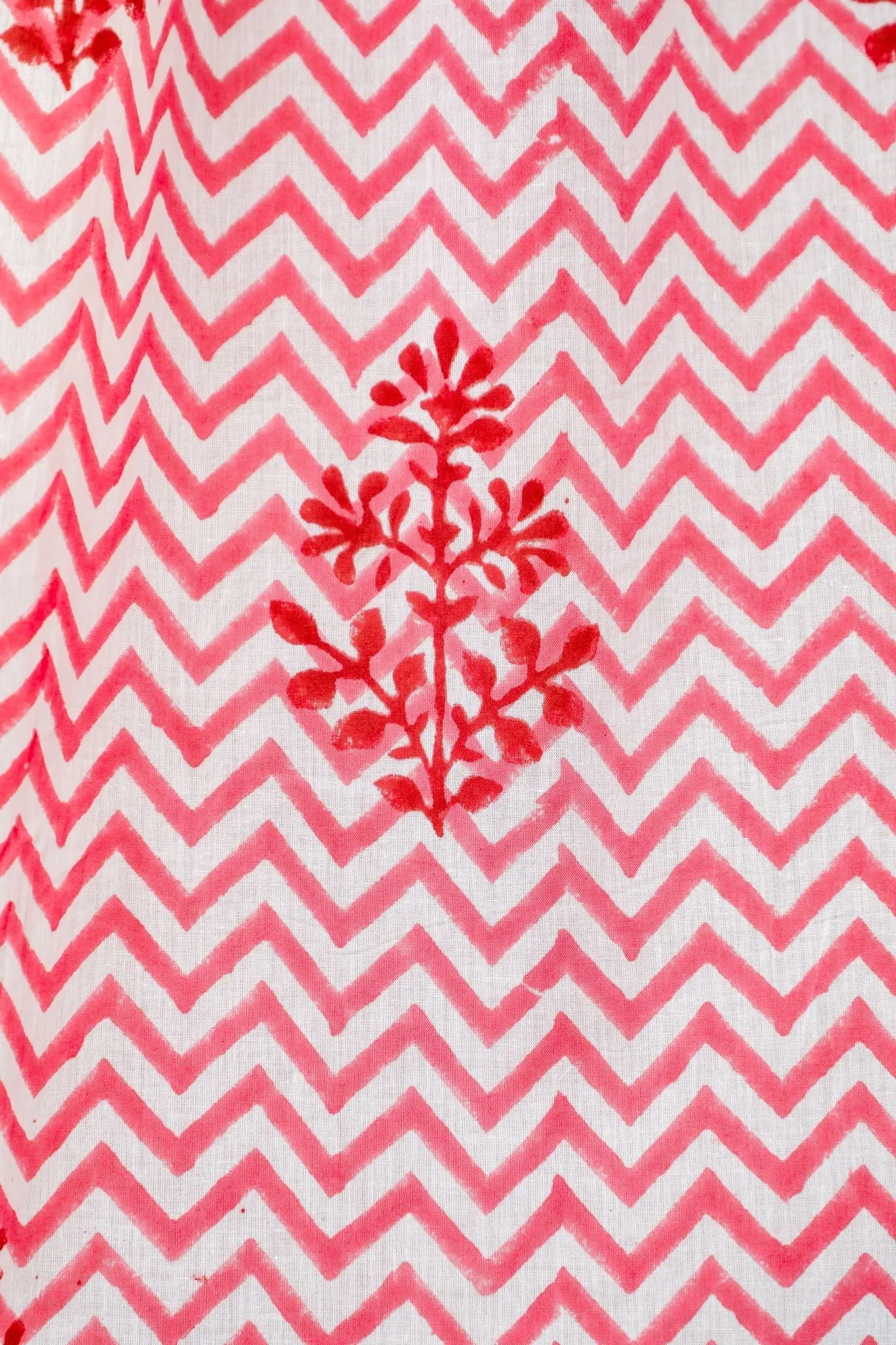 'Blast colour red' Handblock Printed Cotton Window Curtain