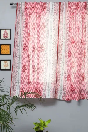 'Blast colour red' Handblock Printed Cotton Window Curtain