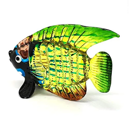 Blown Glass Fish Figurine Green Underwater Handicraft Miniatures Handmade Decor