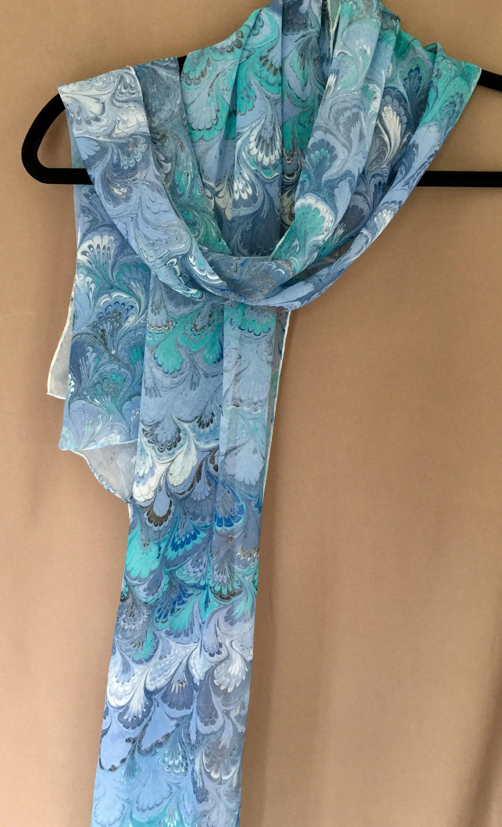 Blue green bouquet Soft Chiffon Silk 68x14"