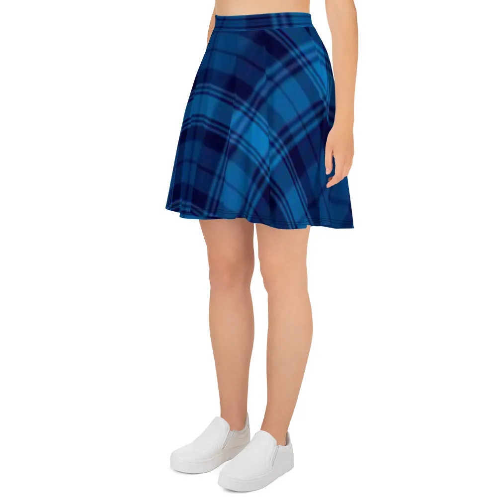 Blue Plaid Skater Skirt