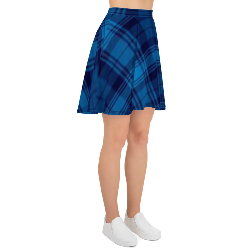 Blue Plaid Skater Skirt