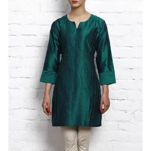 Blue Silk Kurta with Stitch Details