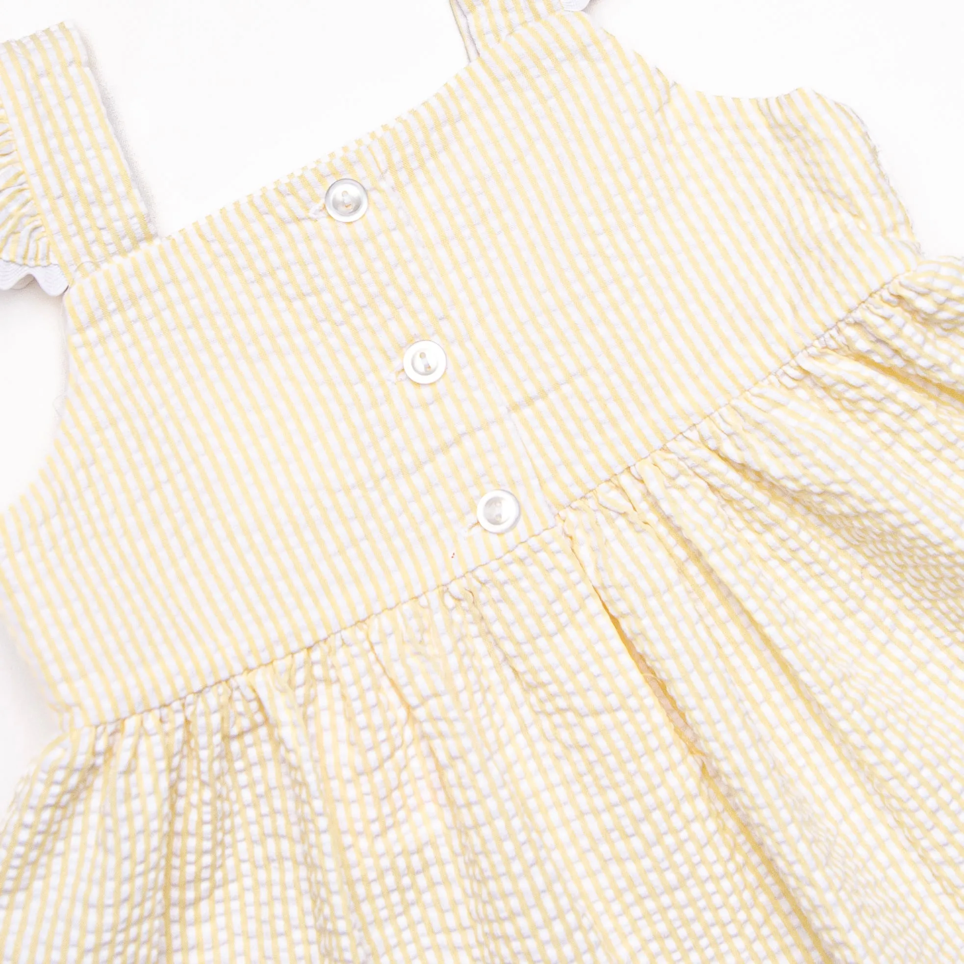 Blushing Beauty Smocked Dress, Yellow Seersucker