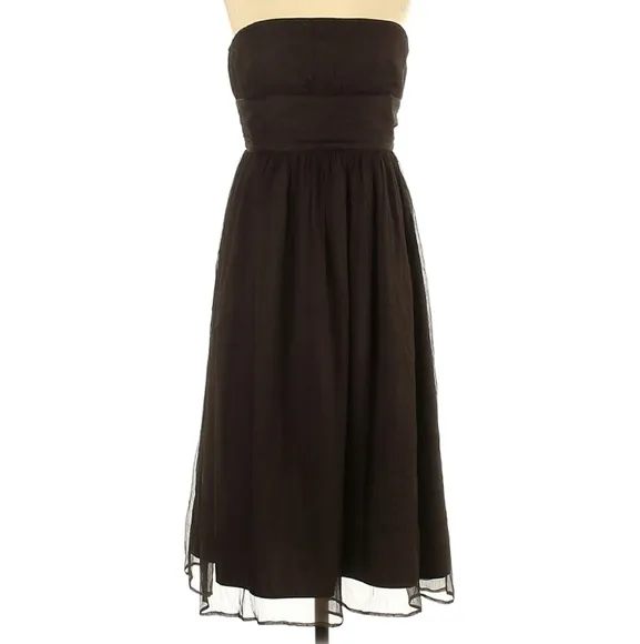 BOGO Silk J. Crew Chocolate Brown Dress Strapless Sheer Cocktail Party Event 0