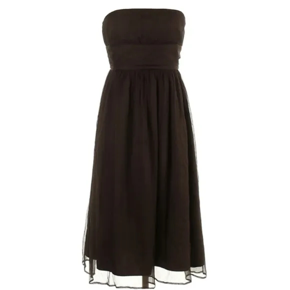 BOGO Silk J. Crew Chocolate Brown Dress Strapless Sheer Cocktail Party Event 0