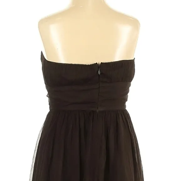 BOGO Silk J. Crew Chocolate Brown Dress Strapless Sheer Cocktail Party Event 0