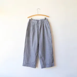 Bon Pleated Pants - Navy Gingham Seersucker