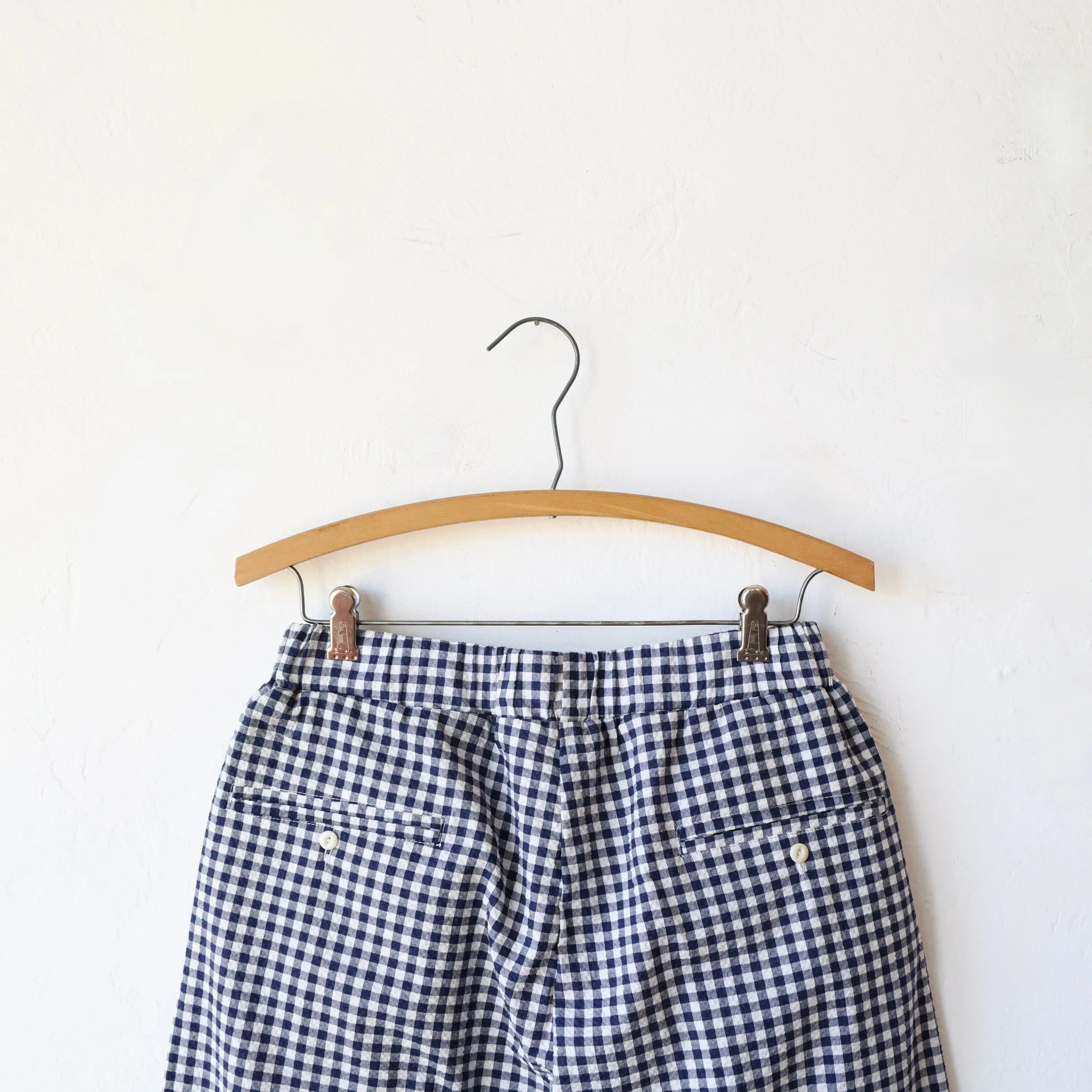 Bon Pleated Pants - Navy Gingham Seersucker