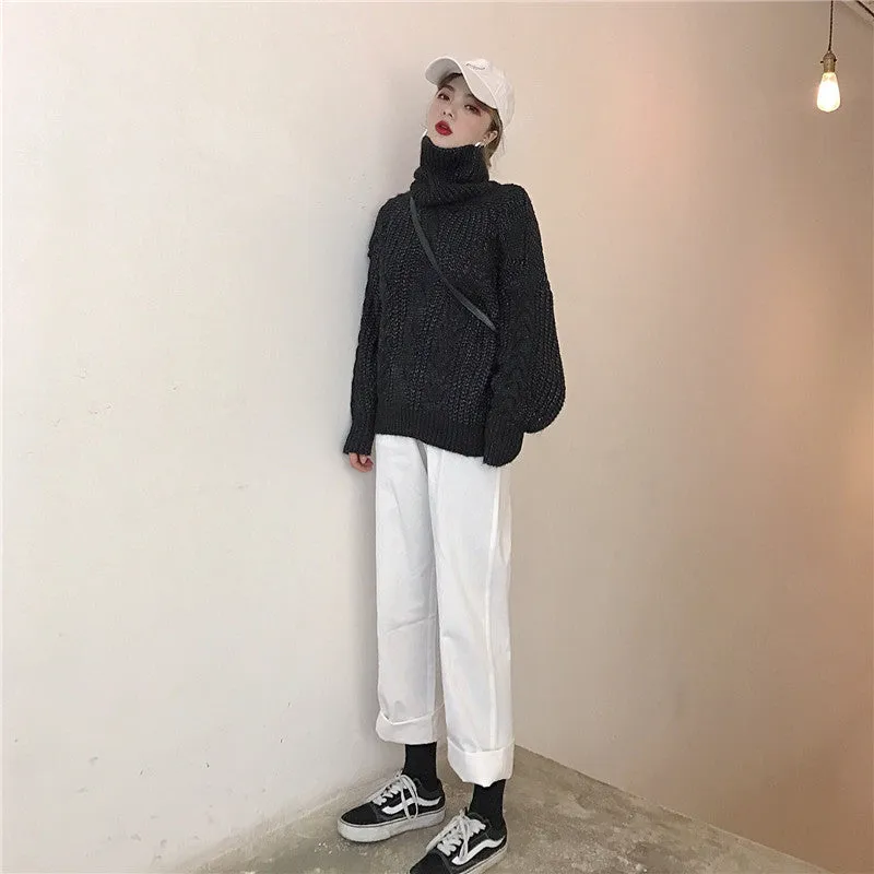 Bright silk black sweater KF90035