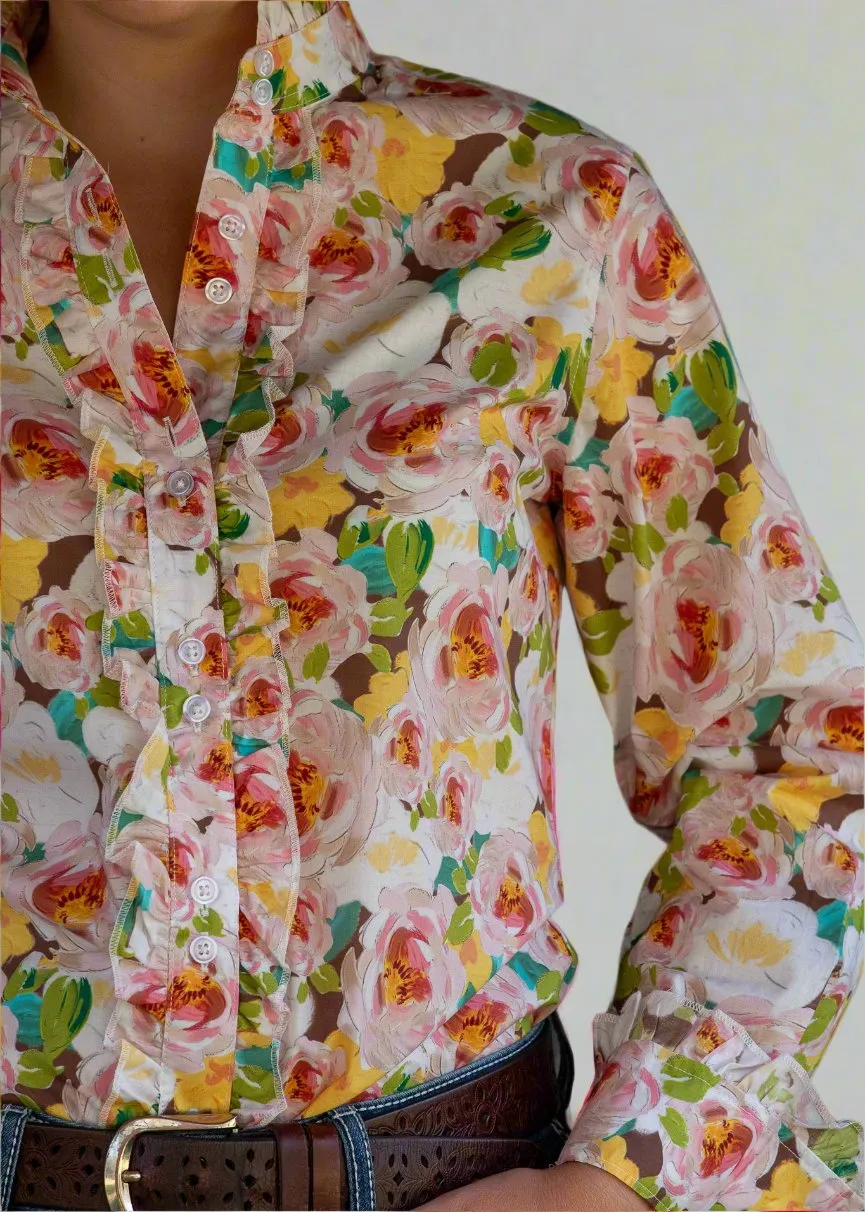Brittany - Long Sleeve Collared Shirt WITH Ruffles