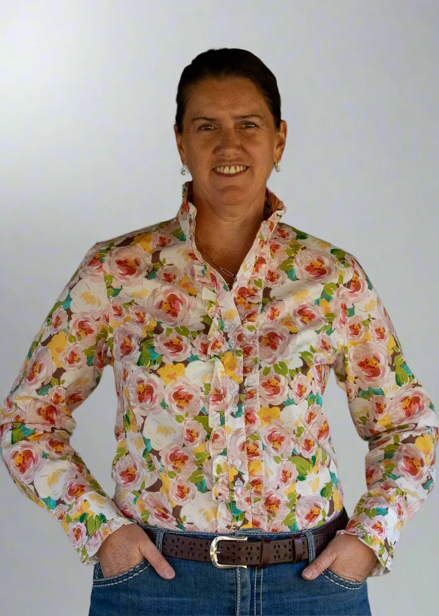 Brittany - Long Sleeve Collared Shirt WITH Ruffles