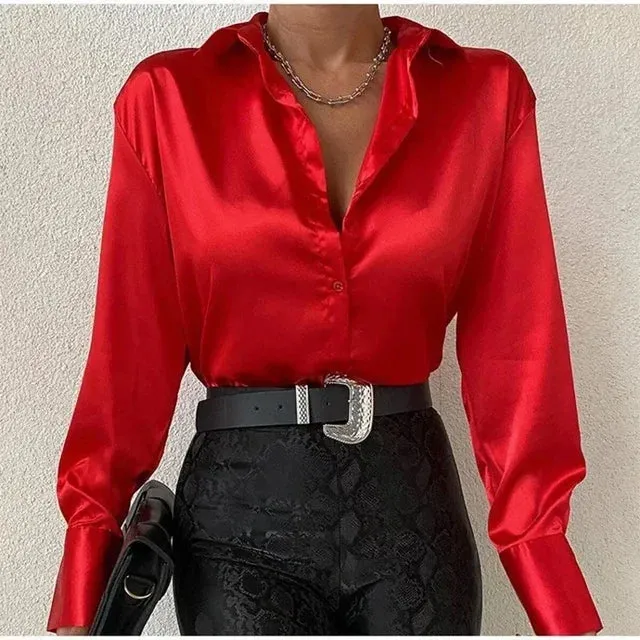 Bucey® | Chic Orange Silk Blouse