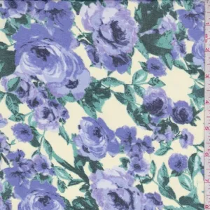 Buff/Purple Floral Chiffon Fabric