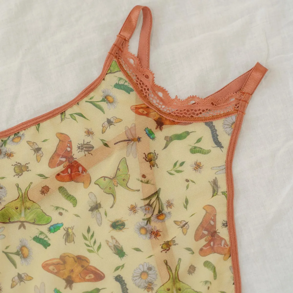 Bugs Printed Mesh High Neck Cami