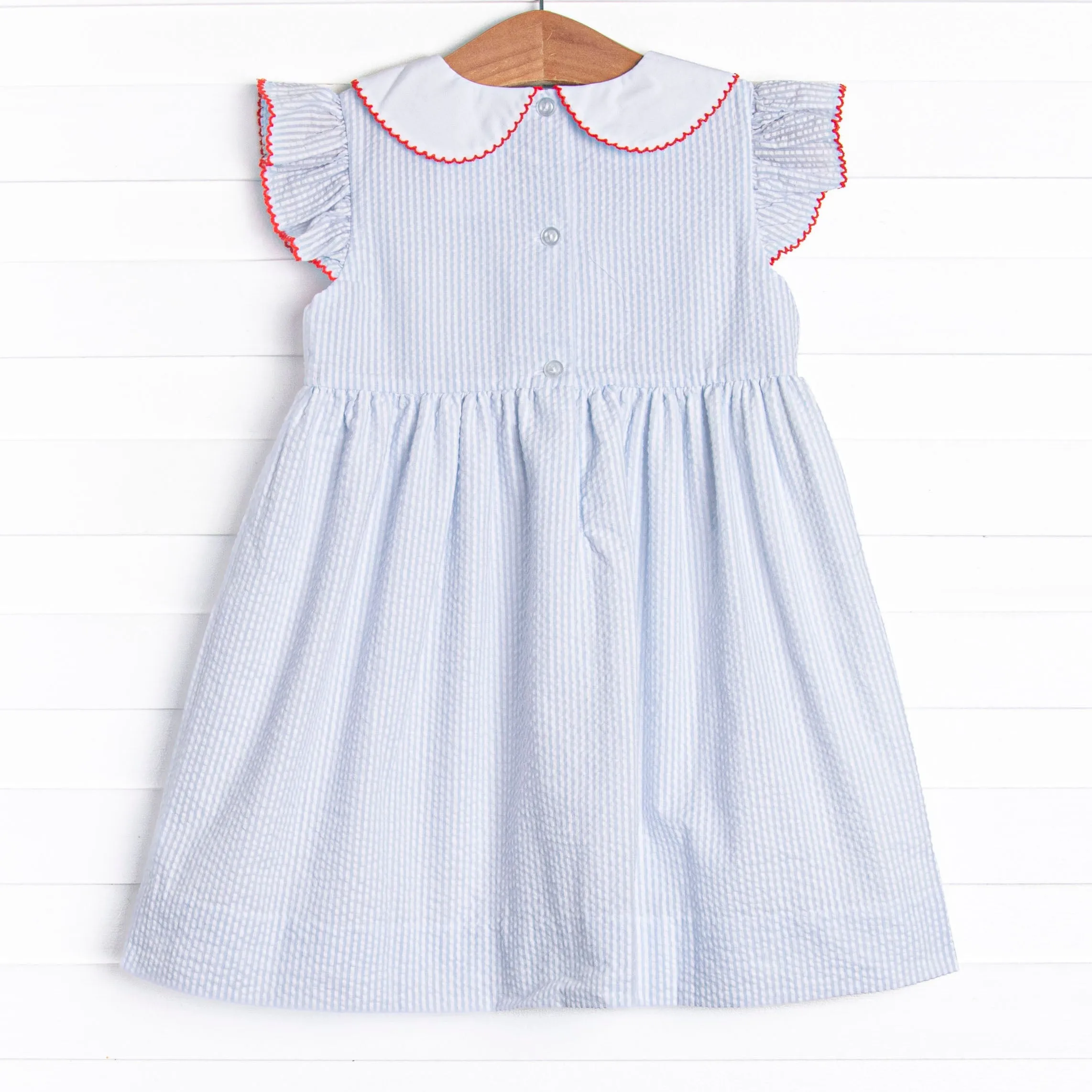 Bunch of Apples Smocked Dress, Blue