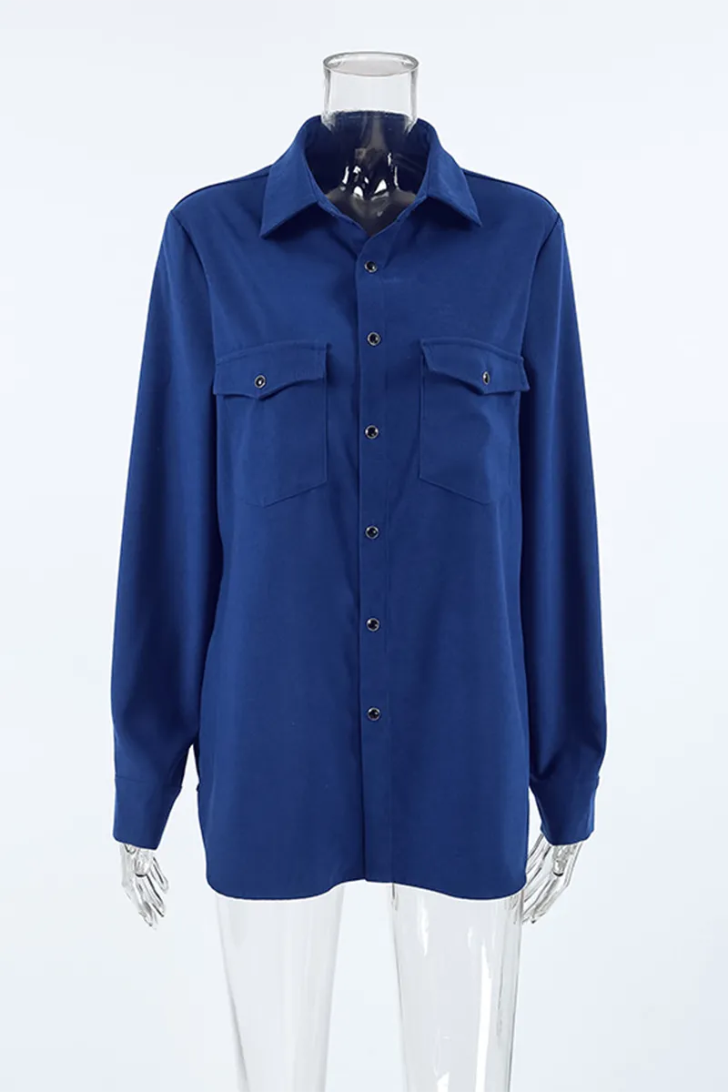 Casual Daily Buttons Turndown Collar Blouses