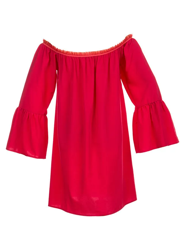 Casual Ruffled Off Shoulder Long Sleeve Blouse Top Mini Dress