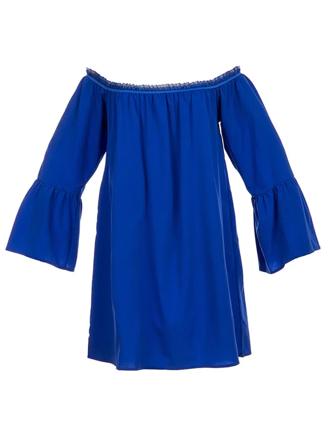 Casual Ruffled Off Shoulder Long Sleeve Blouse Top Mini Dress