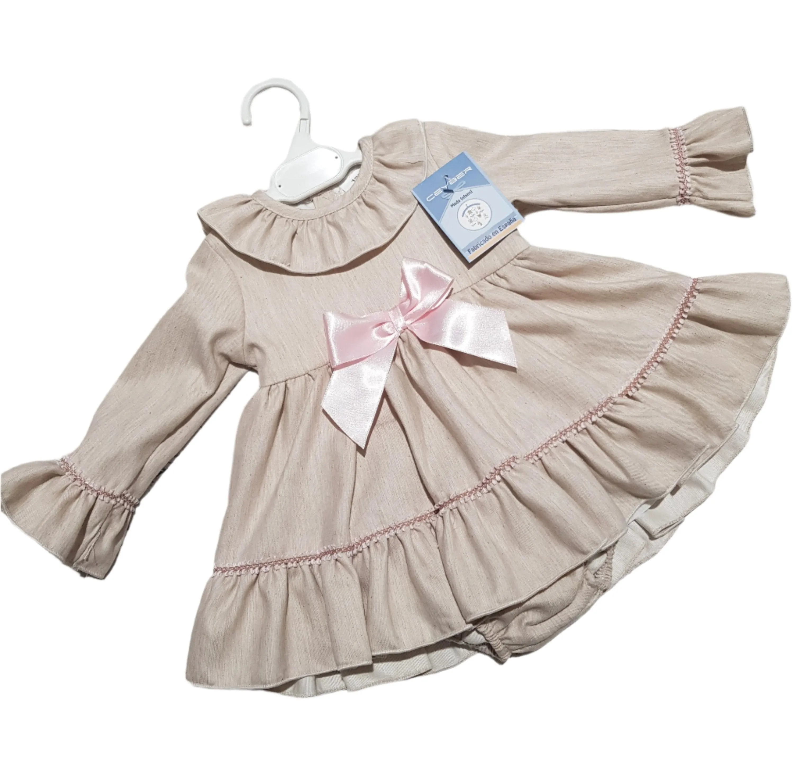 Ceyber Baby Girls Beige and Pink Dress
