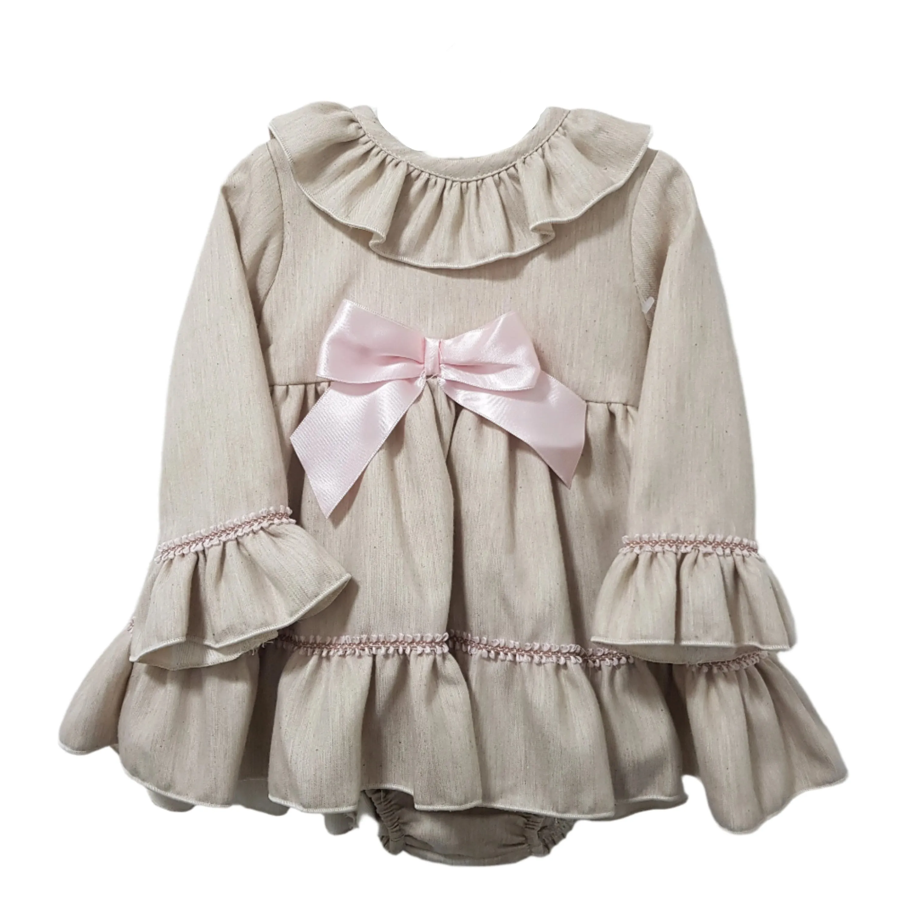 Ceyber Baby Girls Beige and Pink Dress
