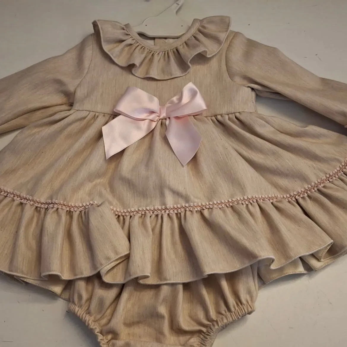 Ceyber Baby Girls Beige and Pink Dress