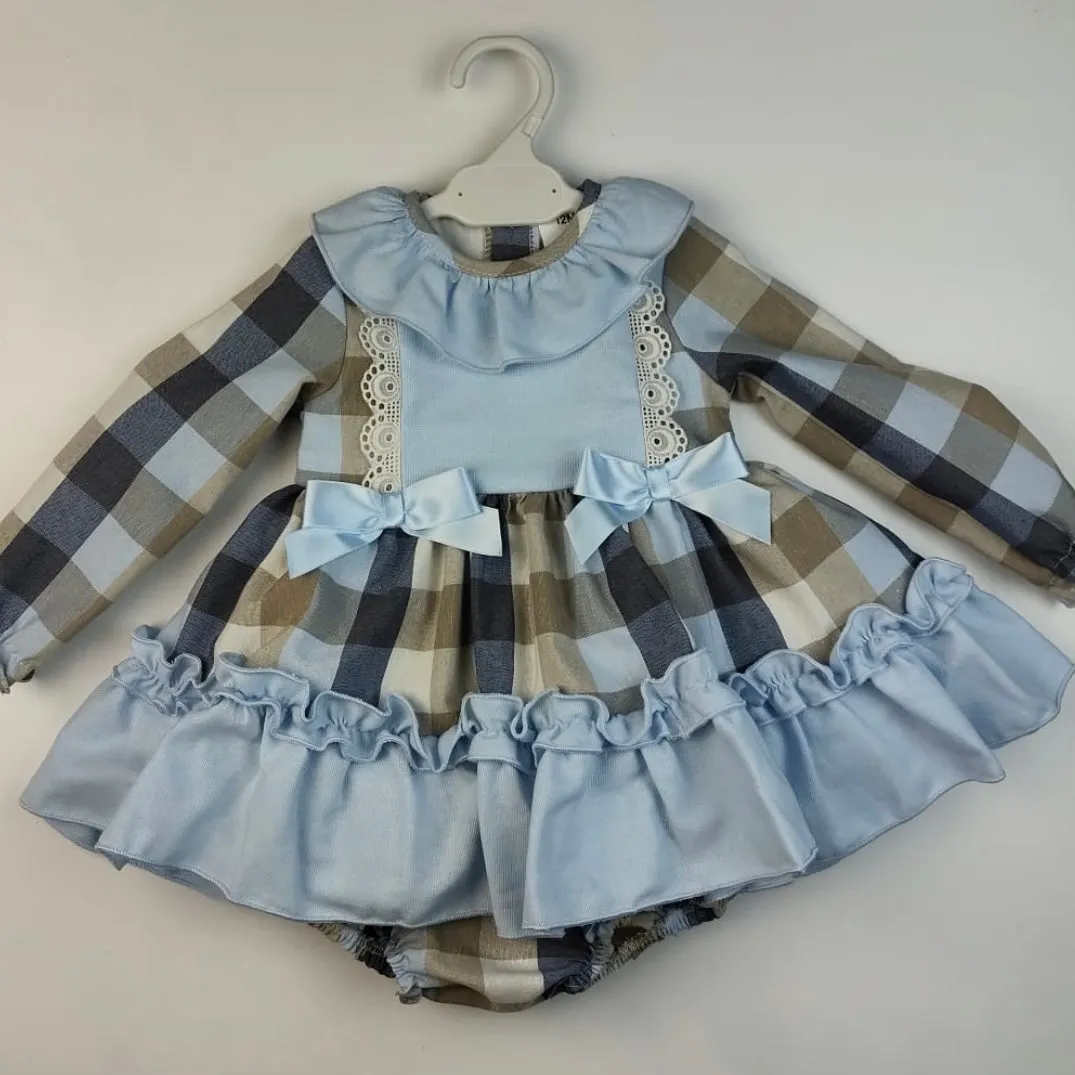 Ceyber Baby Girls Blue Check Dress