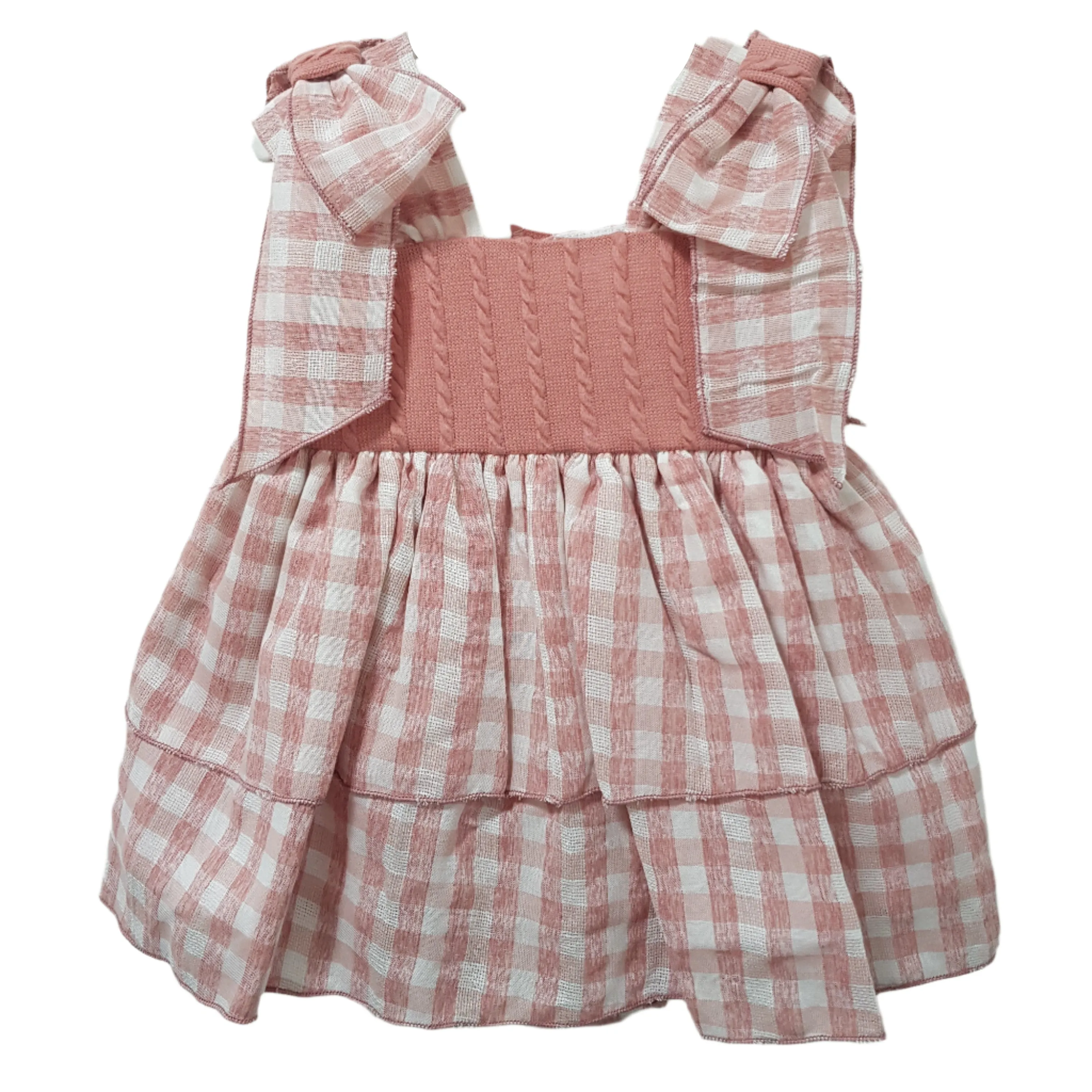 Ceyber Baby Girls Dusky Bow Shoulder Check Dress