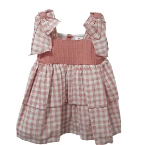Ceyber Older Girls Dusky Bow Shoulder Check Dress