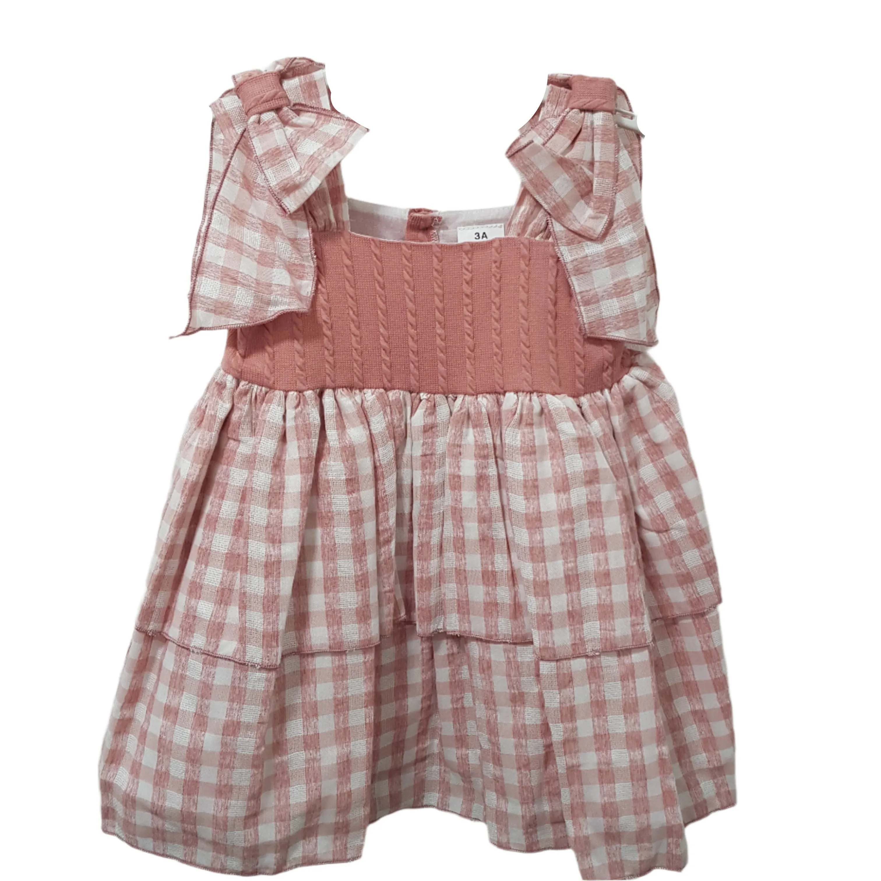 Ceyber Older Girls Dusky Bow Shoulder Check Dress