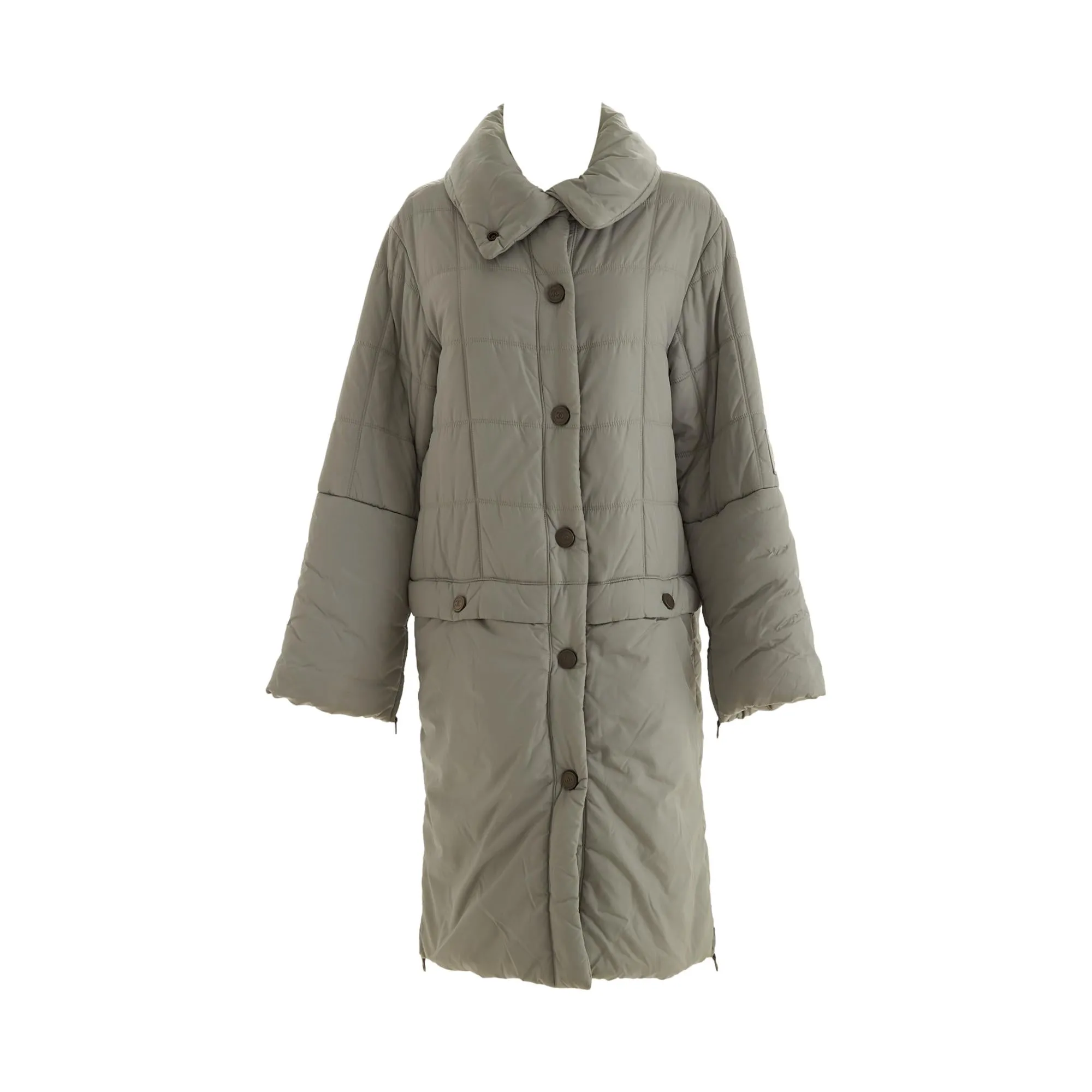 Chanel Grey Long Puffer Coat