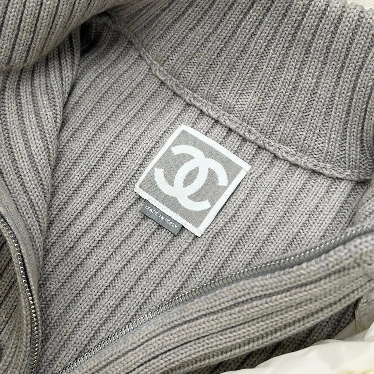 Chanel White Quilted Puffer Jacket