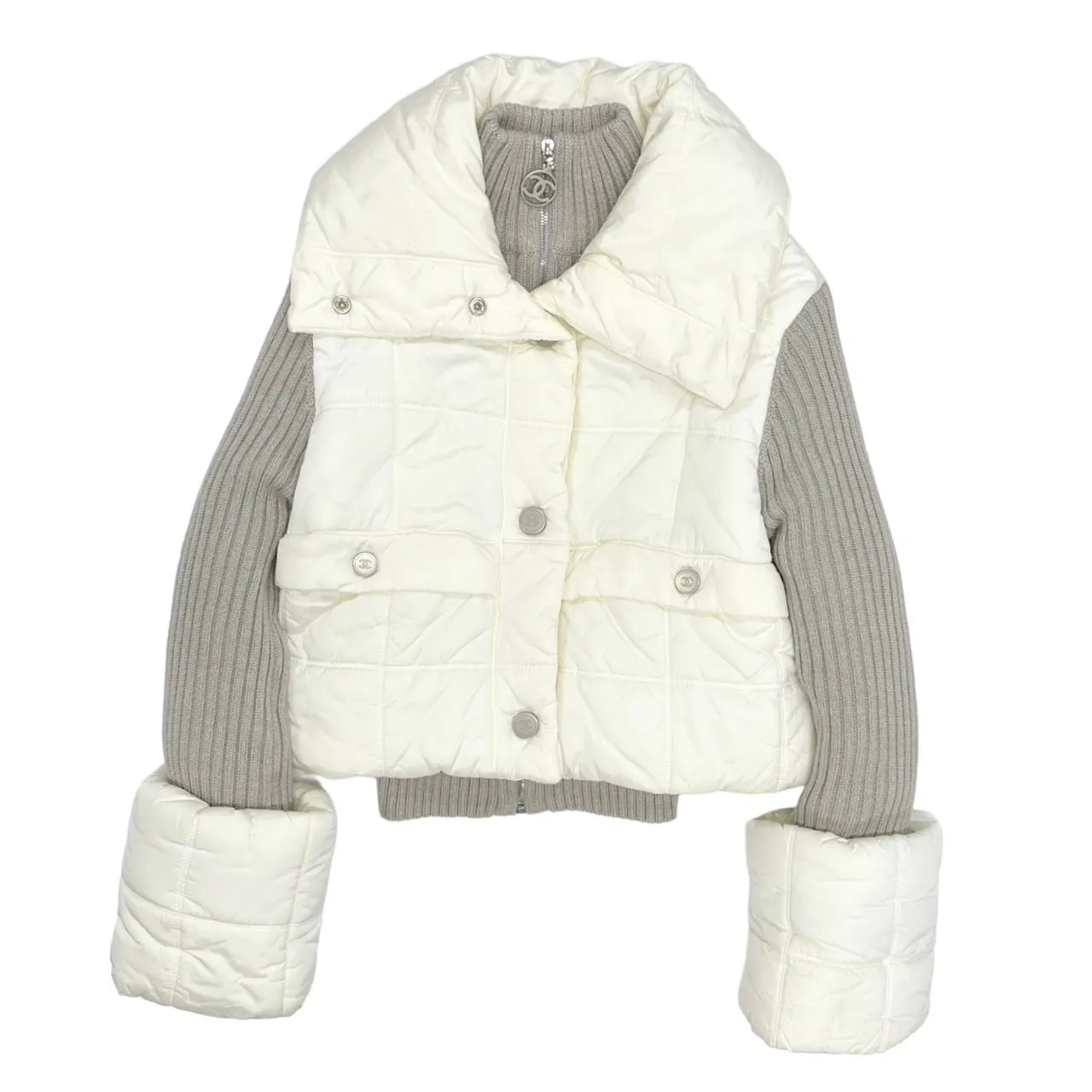 Chanel White Quilted Puffer Jacket