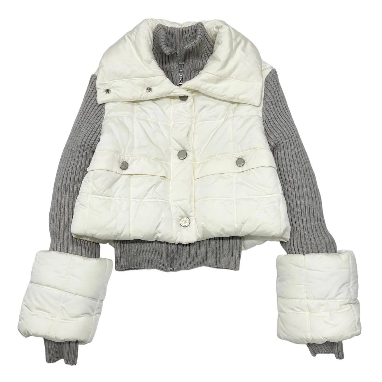 Chanel White Quilted Puffer Jacket