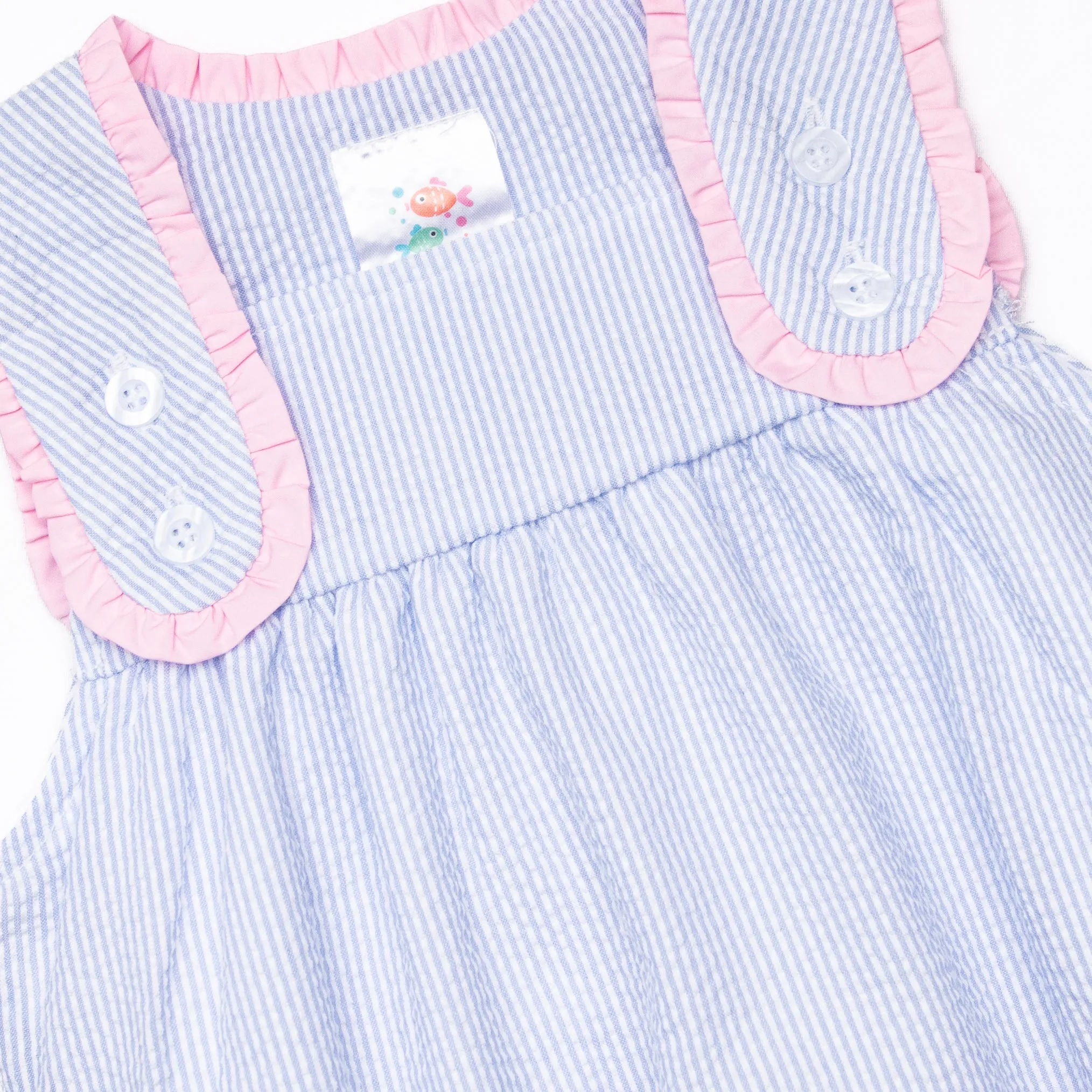 Charlotte Dress, Blue Seersucker